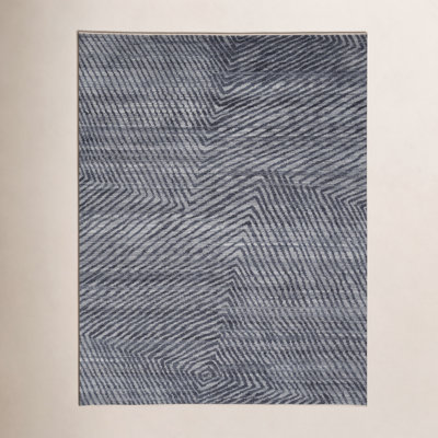 Ethos Gray Hand-Knotted Striped Wool Rug