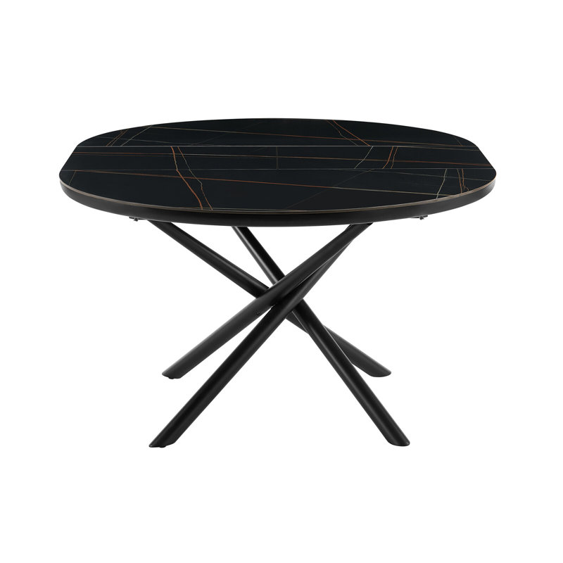 Godalming Extendable Metal Base Dining Table, Black