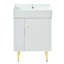 Armoire de meuble-lavabo avec lavabo vasque en céramique simple et rangement à gauche pour une organisation efficace de la salle de bain