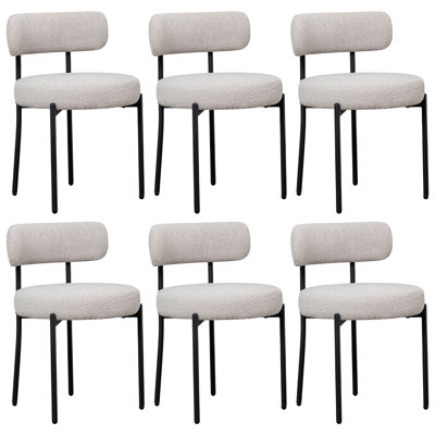 Modern Accent Chair, Upholstered Dining Chairs, Short Plush Fabric, Armless Dining Chair With Backrest, Sherpa Chair For Dining Room, Kitchen, Living Room, Black Metal Legs