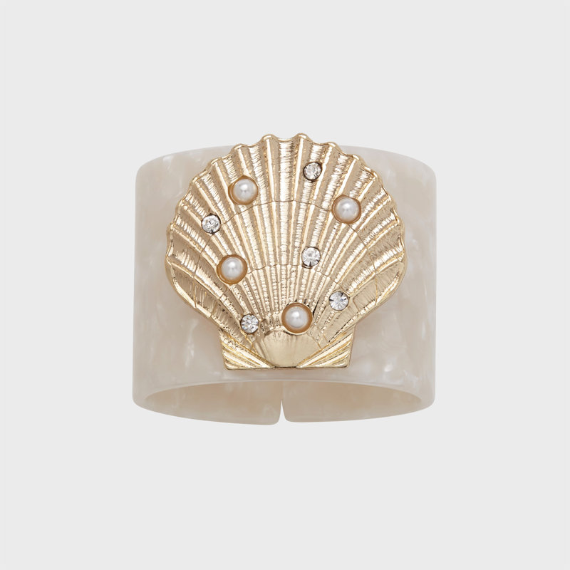 Shell Resin Napkin Rings, Pearly White
