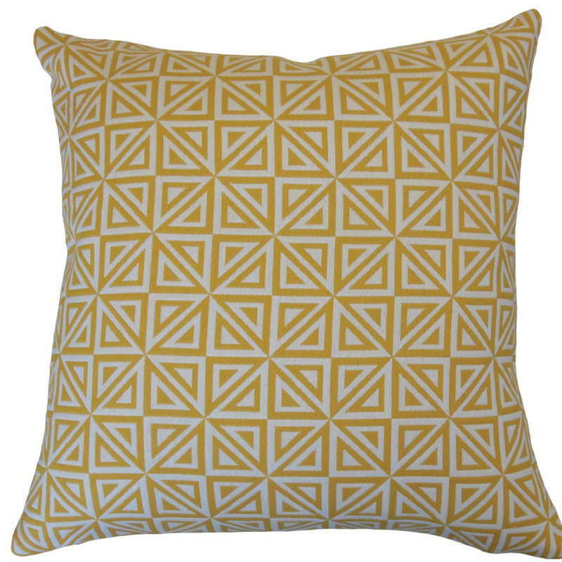 Coussin décoratif géométrique Inaya, Hauteur (18 po) x largeur (18 po), Jaune