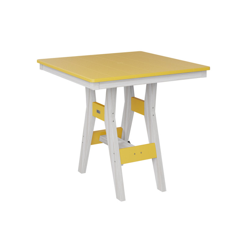 Harbor Outdoor Square Dining Table, 30.37" H x 33" W x 33" D, Sunburst Yellow, Seashell
