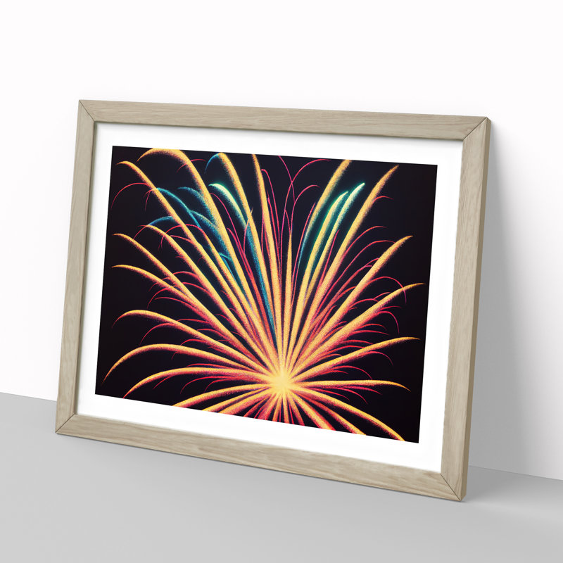 Boundless Fireworks - Single Picture Frame Print, 46cm H x 64cm W x 2cm D, Oak Framed