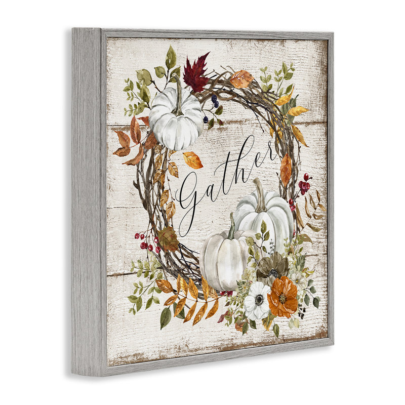 «Gather Autumnal Wreath», estampe numérique par LSR Design Studio, Estampe numérique Farmhouse, H 12 po x l 12 po