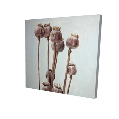 Sepia Poppy Head Plants | Bedroom Flowers Canvas Decor