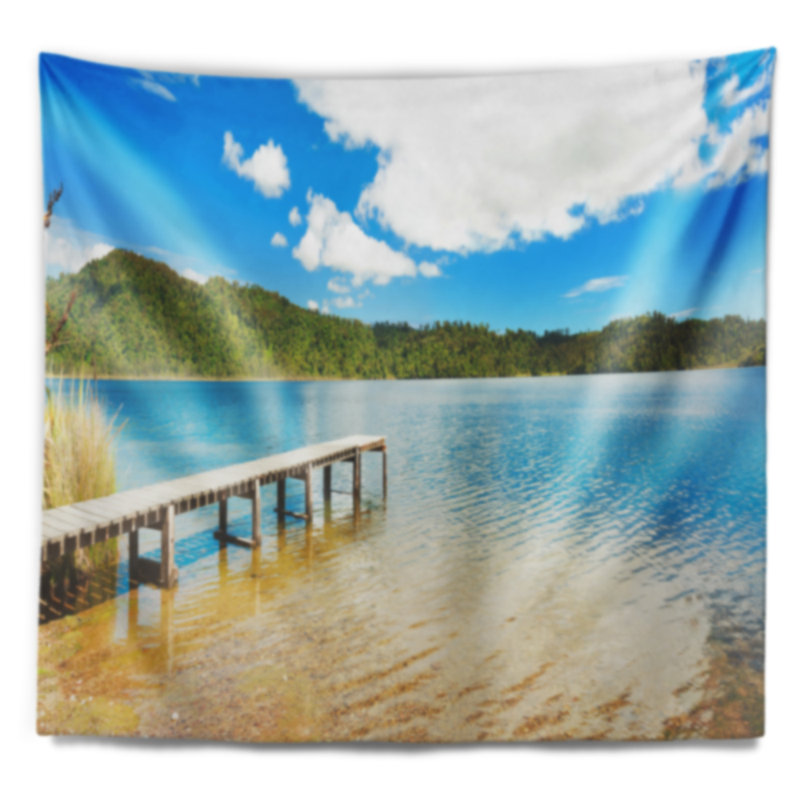 Lac à tapisserie panorama de nouvelle-zélande Landscape, H 78 po x l 92 po