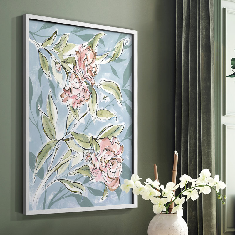 «Faded Camellias I», reproduction encadrée - bois massif, Blanc, H 10 po x l 8 po