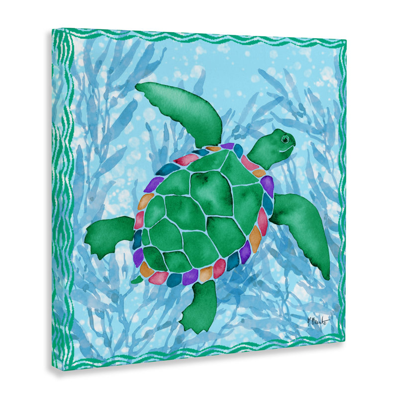 Toile de tortue Radiant Sealife, design par Paul Brent, H 17 po x l 17 po