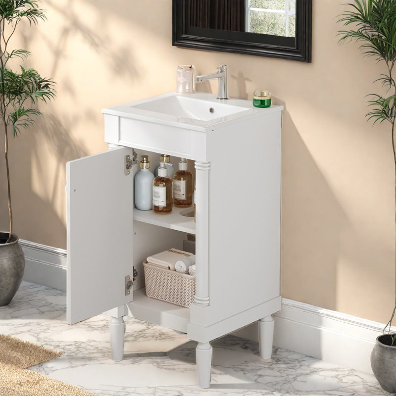 Meuble-lavabo et lavabo peu encombrant, en bois massif, style français, pour une petite maison