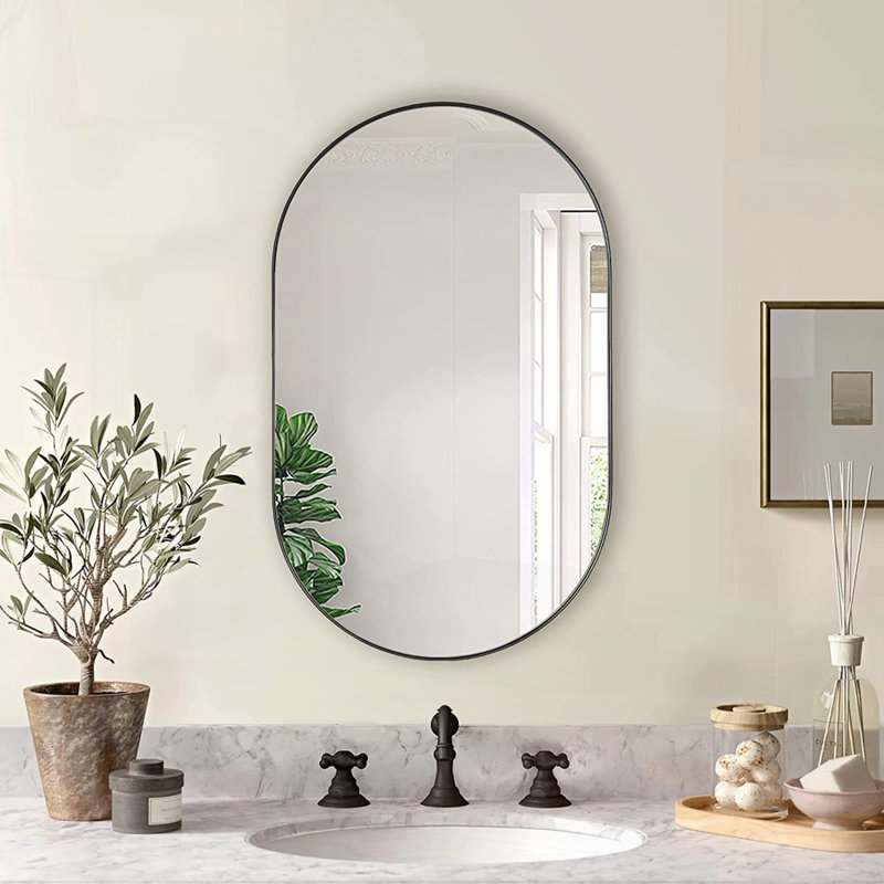 Miroir d'appoint mural Nehan, 33 po x 20 po, Gold