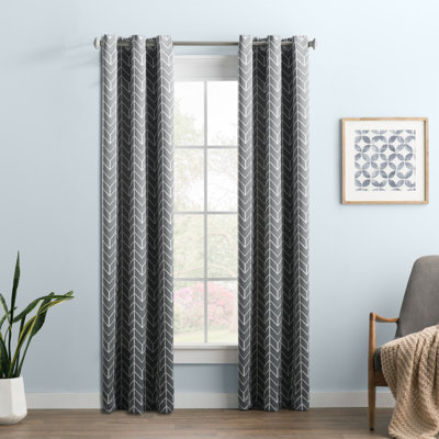 Polyester Chevron Blackout Curtain Panel