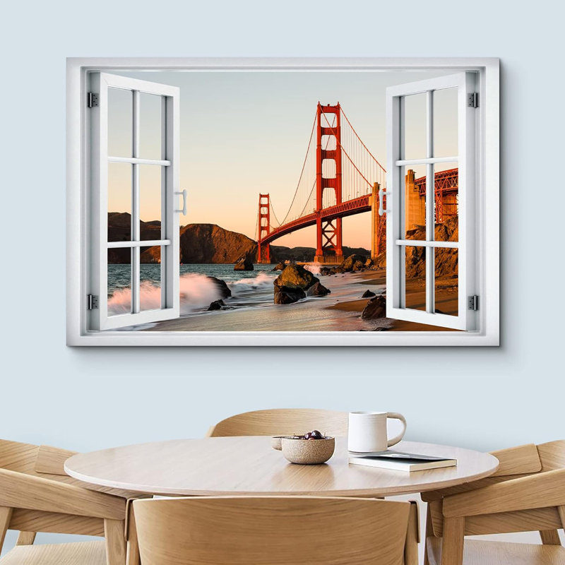 Golden Gate Bridge Scenic Window View Canvas Art