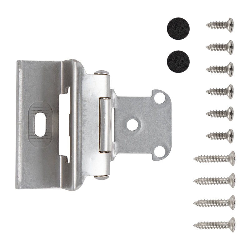 Cadre de façade semi-dissimulé à fermeture automatique 1/2 po - Nickel satiné - Charnières de porte d'armoire (ensemble de 10)
