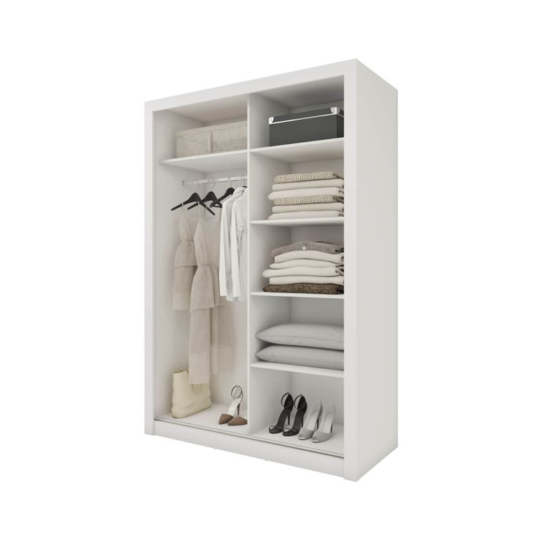Badrudeen 2 Door Manufactured Wood Wardrobe, Matte White