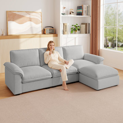 Cloud Couch Sectional for Living Room L Shaped Couch Modular Sectional Sofa Chenille Fabric for Apartment
