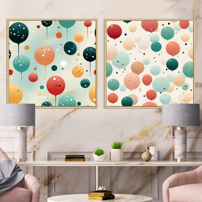 Eric - Ensemble de 2 collages carrés abstraits, H 16 po x l 33 po, Cadre flottant brun
