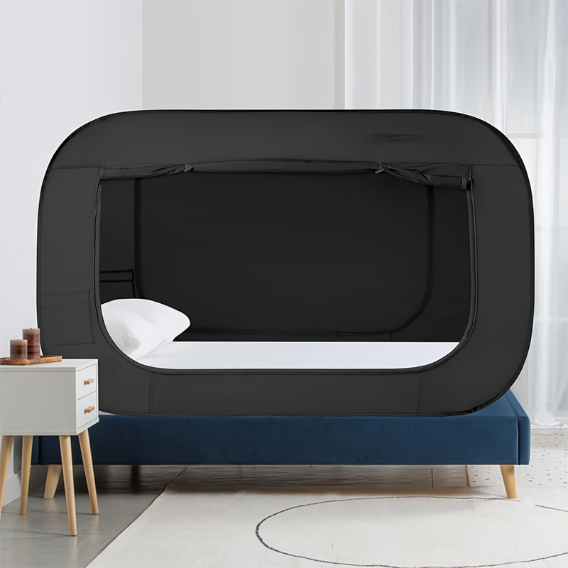 Bed Tent Full Bed Canopy Portable Dream Tent For Adult Indoor Sleeping Tents With 2 Doors Breathable Private Space Tents, Black