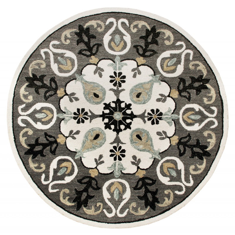 Hand Tufted Oriental Indoor Rug, Round 5'