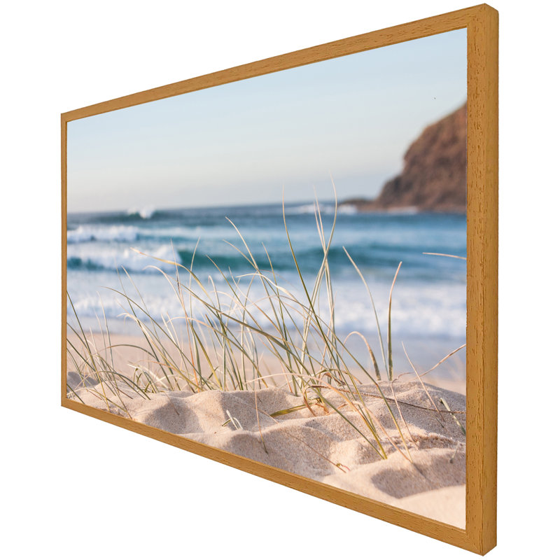 Decarlo Sunrise Light on White Sand Beach with Dune Grass in Australia with Turquoise Surf Waves of the Pacific Ocean 1 Piece Single Picture Frame Wall Art
