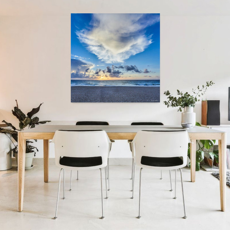 Lever de soleil angélique abstrait art océan côtier, H 36 po x l 36 po