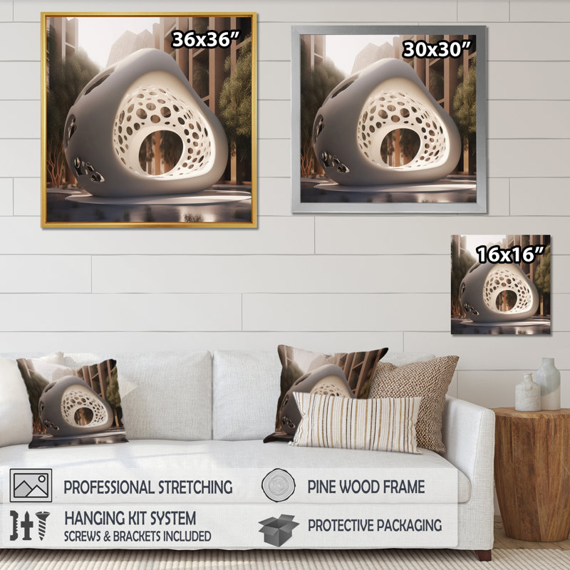 Architectural Flow Sculpture I On Canvas Print, 36" H x 36" W x 1.5" D, Black Floater Framed