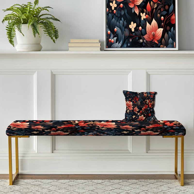 Pohl - Floral Upholstered Gold Bench