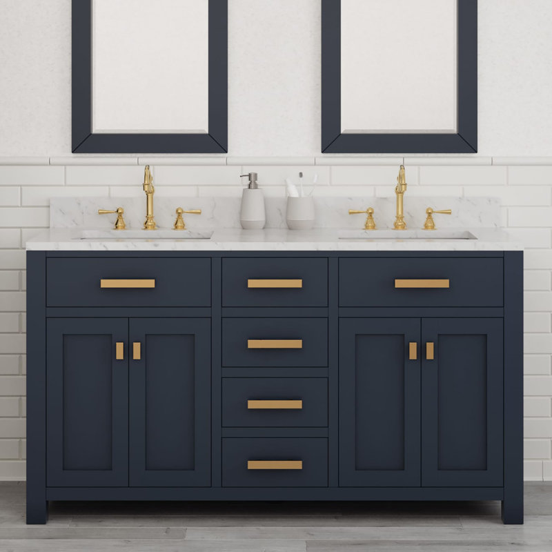 Ensemble de meuble-lavabo double 60 po Minnetrista, Bleu monarque