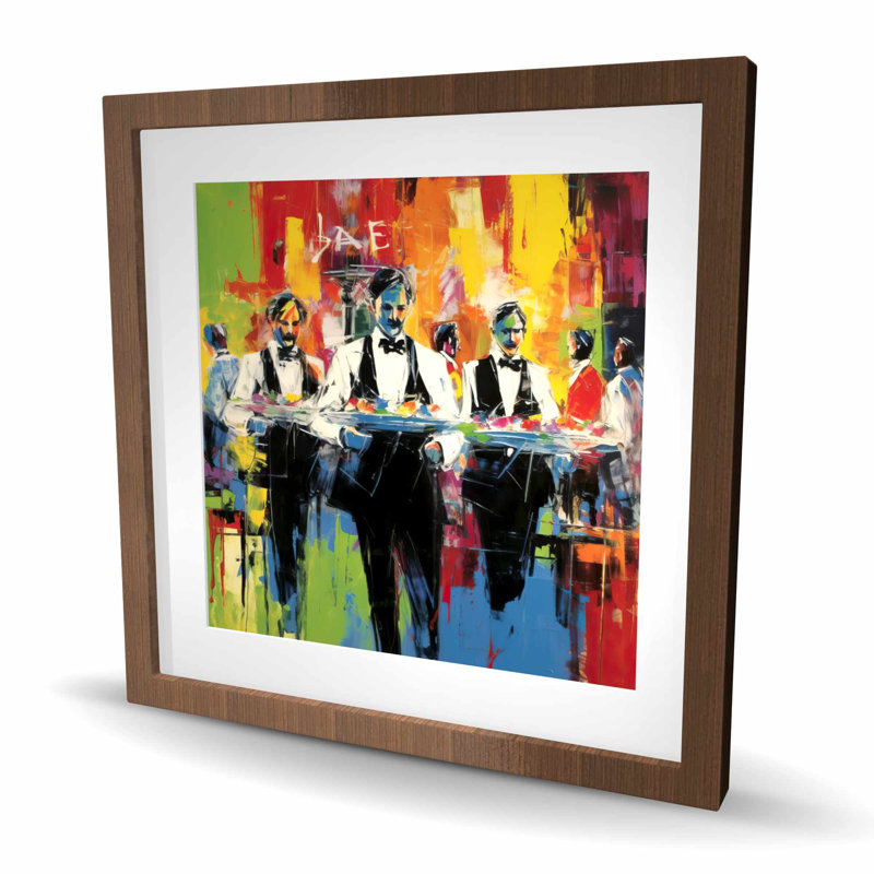 Classic Waiters - Blue Kitchen Framed Matted Print for Decor