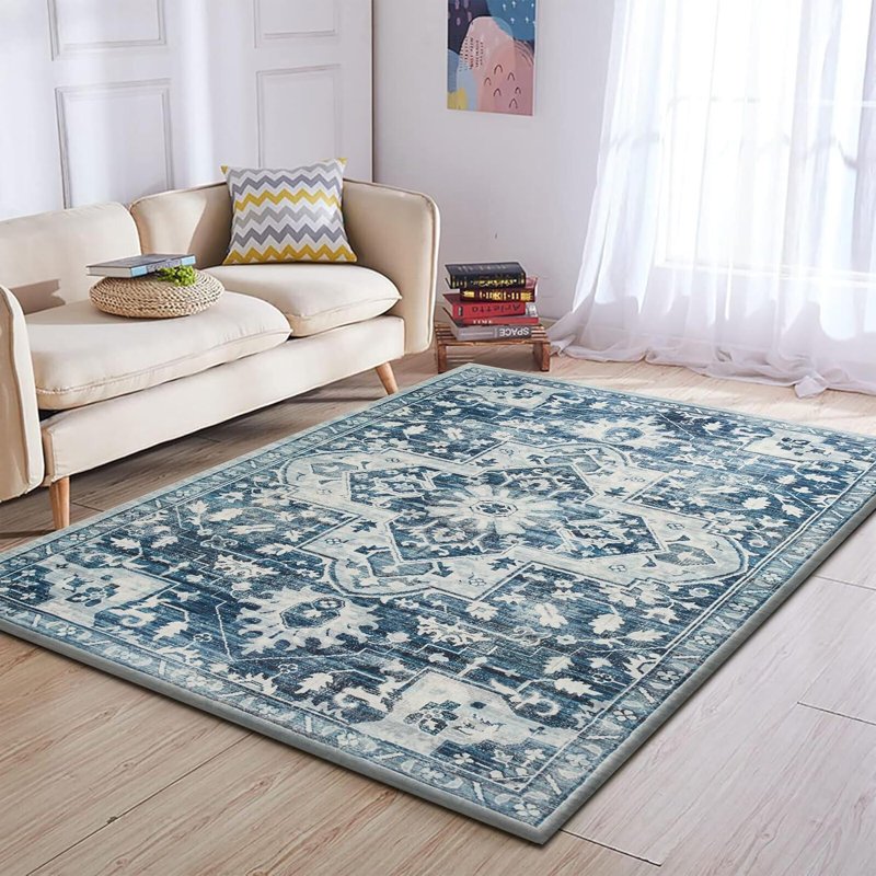 Soft Cashmere Feel Area Rug – Non Slip Low Pile Living Room & Bedroom Carpet, Machine Washable, Rectangle 160 x 230 cm