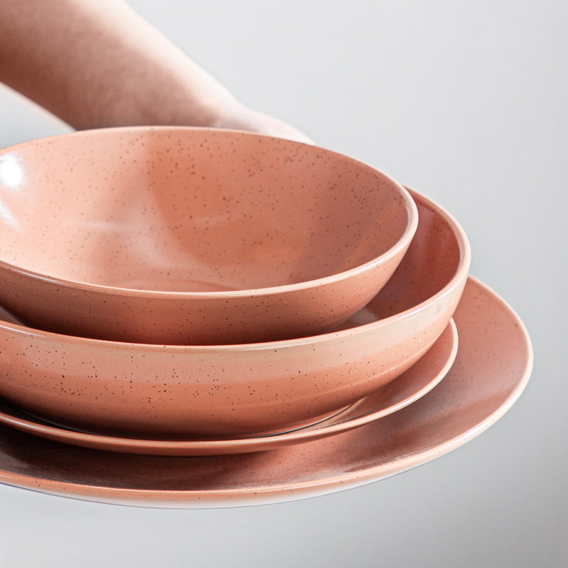 Karsabe Stoneware Dinnerware Set 16 Piece - Service for 4, Orange