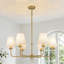 Lustre classique 6 lumières avec abat-jour en tissu blanc-558242761