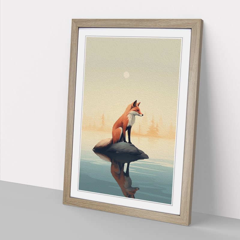 Fox Minimalism - Framed Print, Oak Framed, 34cm H x 25cm W