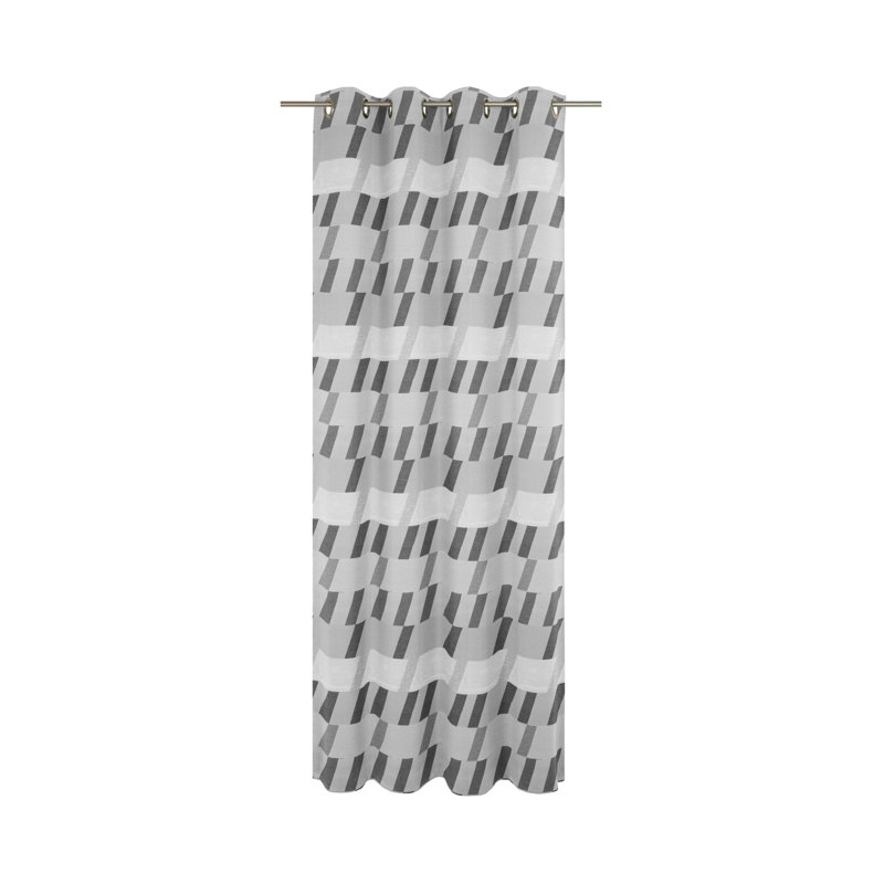 Lopez Eyelet Room Darkening Single Curtain, Light grey/Grey/Black, 132cm Width x 245cm Drop