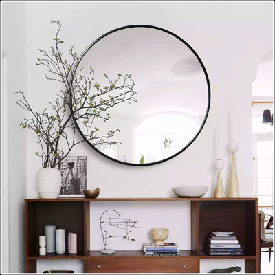 Metal Framed Round Bathroom Mirror For Wall With HD Glass And Shatterproof Safety, Perfect For Modern Interiors