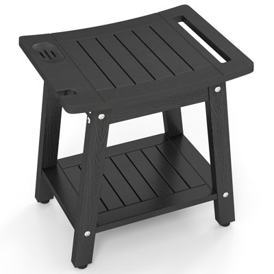 Shower Bench Seat HIPS Shower Stool w/Handle Shower Head & Soap Holder