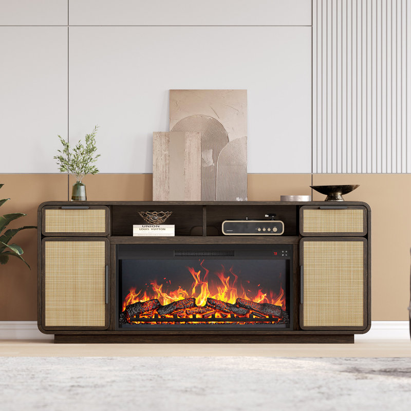 Clasine TV Stand for TVs up to 75" with Fireplace Included