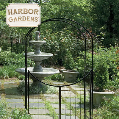 49'' W x 24'' D Metal Arbor with Gate in Black