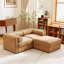 Élégant canapé 2 places en chenille bleue avec siège de rangement repose-pieds, dossier cylindrique et accoudoirs, causeuse moderne en tissu avec espace de rangement caché-130075556