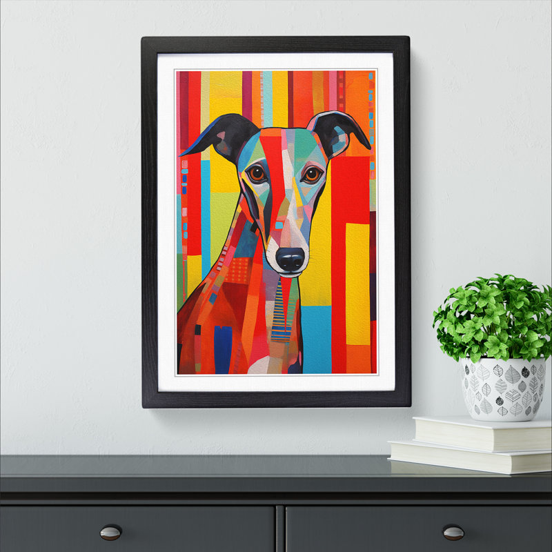 Whippet Constructivism Art - Framed Print, Black Framed, 46cm H x 34cm W