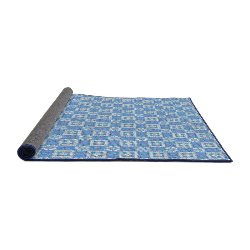 Tapis de zone bleue à motifs, Rond 5 pi