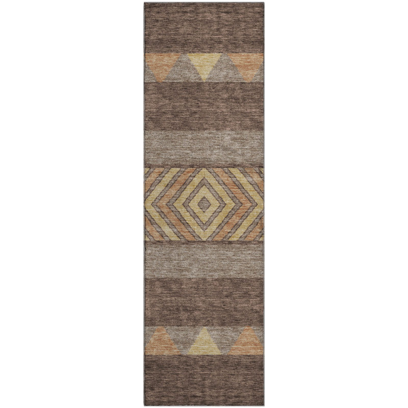 Premium Machine Washable Prisco Brown Rug, Runner 2'3" x 7'6"