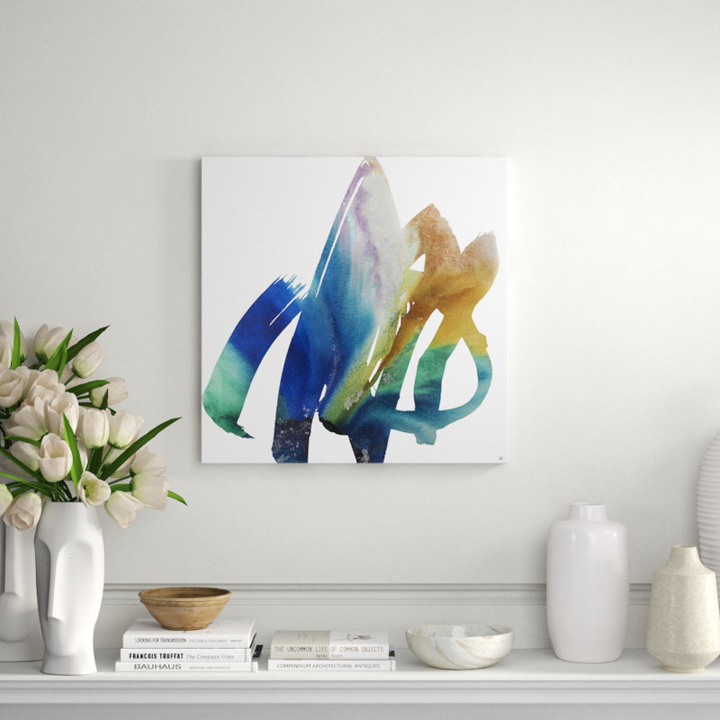Scripted 4 Painting by Jennifer Hollack Raboin, 27" H x 27" W x 2.25" D, Gold Frame Canvas