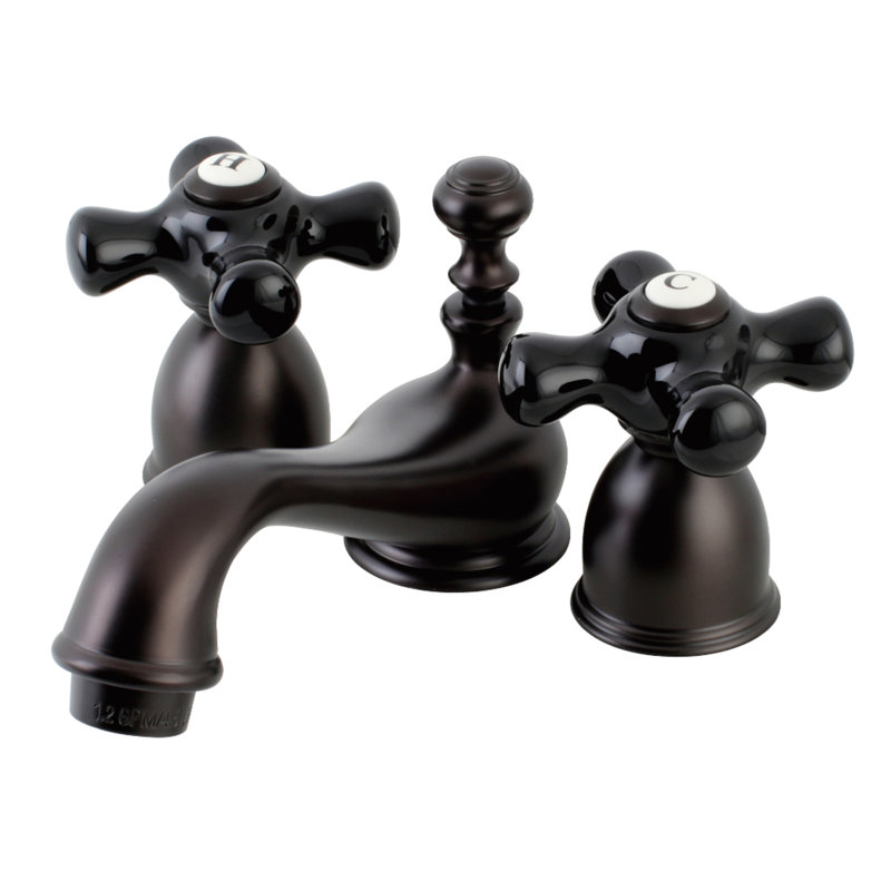 Kingston Brass Duchess Two-Handle 3-Hole Deck Mount Mini-Widespread Bathroom Faucet with Brass Pop-Up, Oil Rubbed Bronze