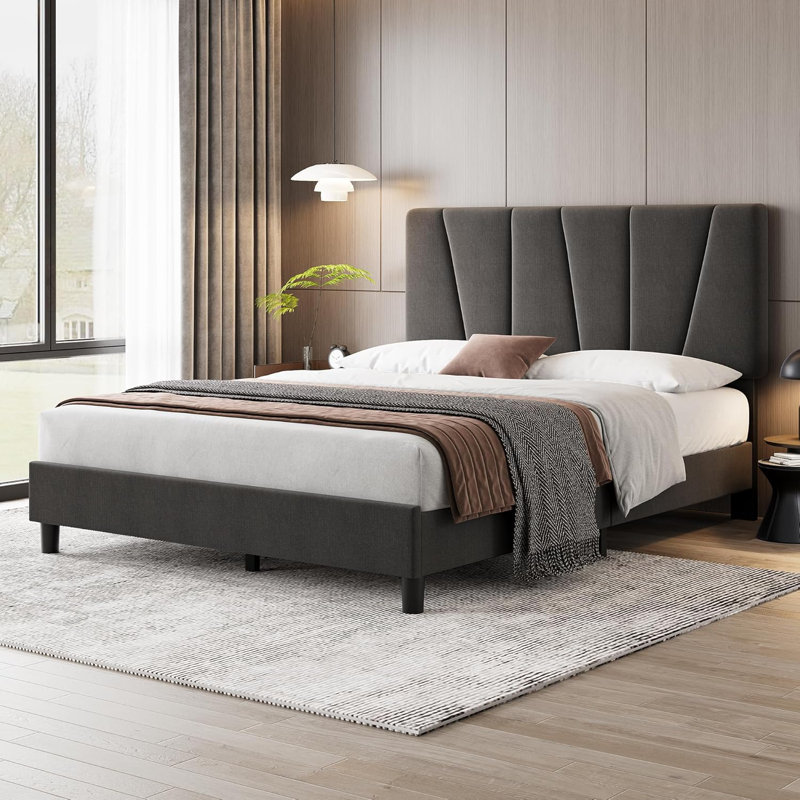 Lit-bateau tapissier Watse, Double TG, Gris foncé
