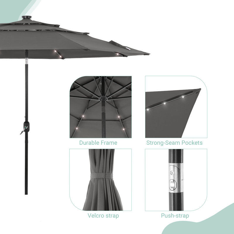 Parasol rond 10 'Ruthy, Tissu gris