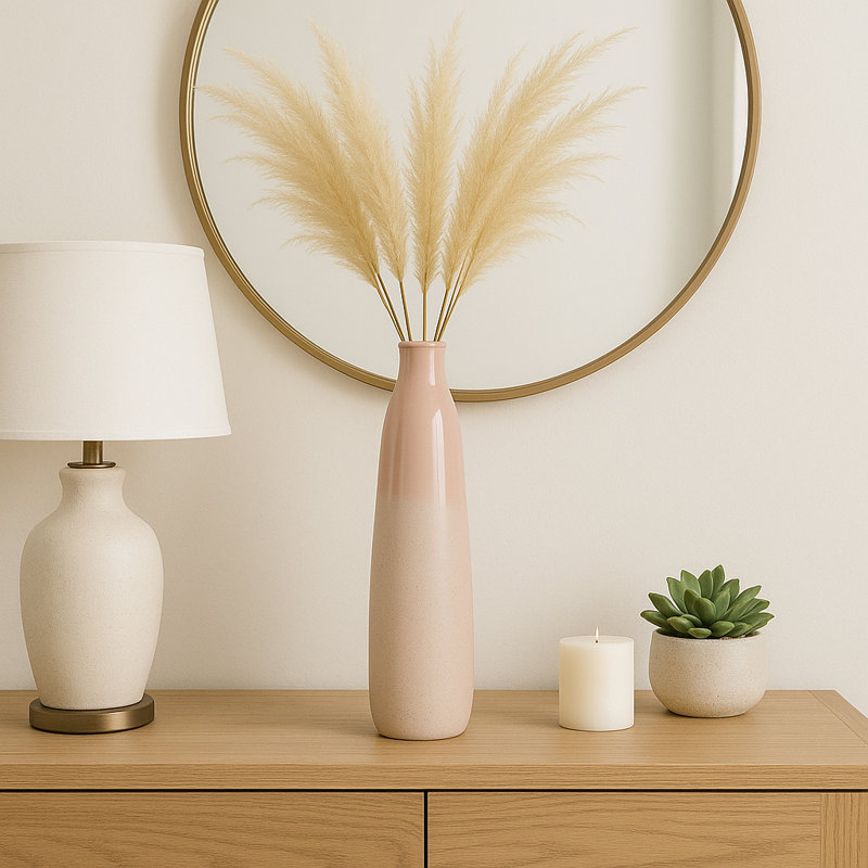 Vase moderne en grès et céramique au design contemporain épuré, H 22 po x l 6 po x P 6 po