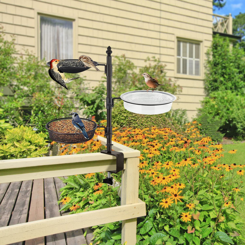 Mangeoire pour balcon et terrasse - 3 plateaux, spa de bain, idéal pour attirer les oiseaux sauvages