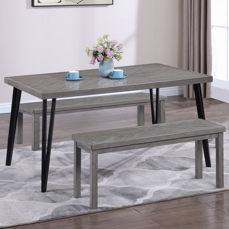 6-person Solid Wood Dining Set, Gray