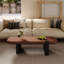 Table basse Mid-Century moderne avec pieds en dalle contrastante